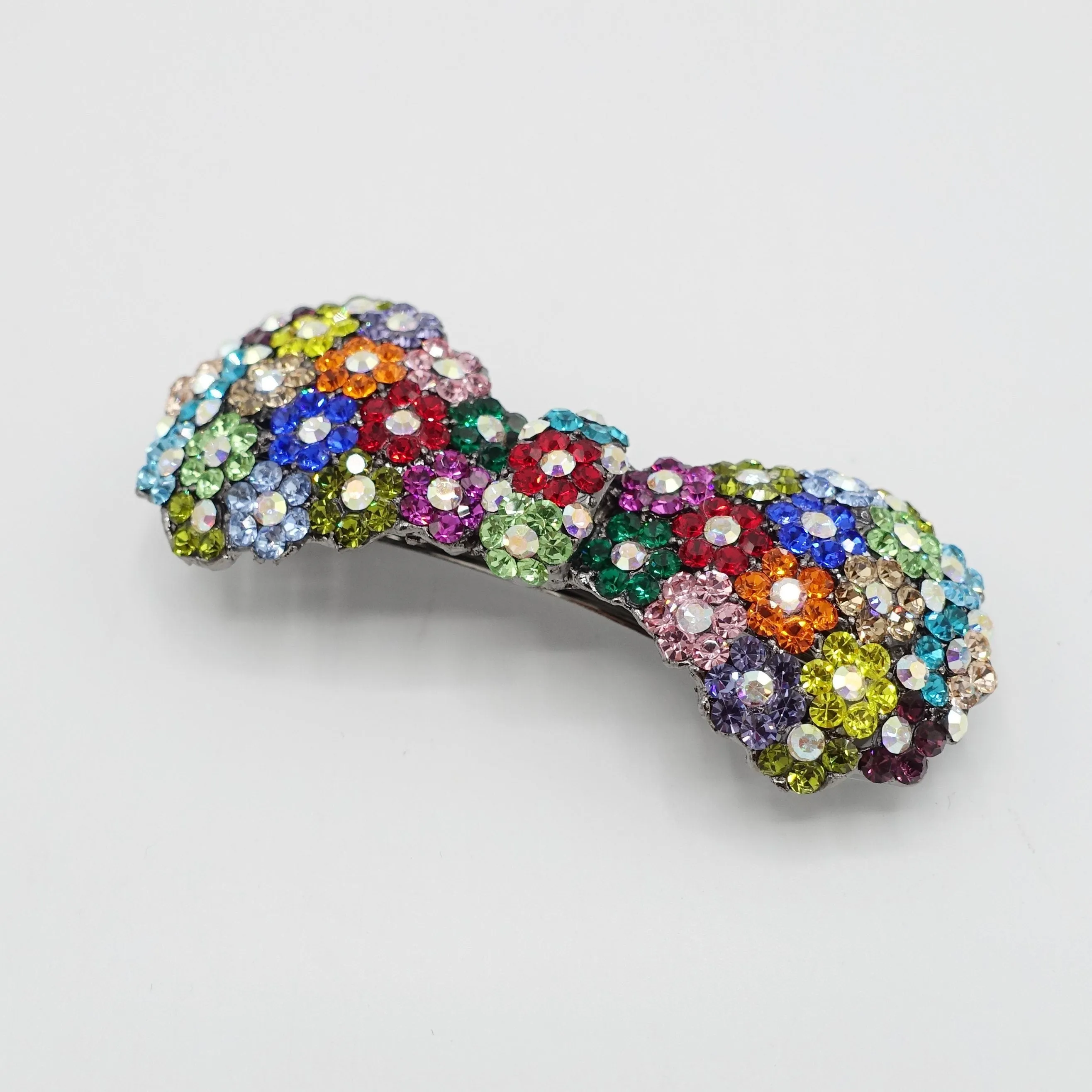 rhinestone embellished small hair bow barrette