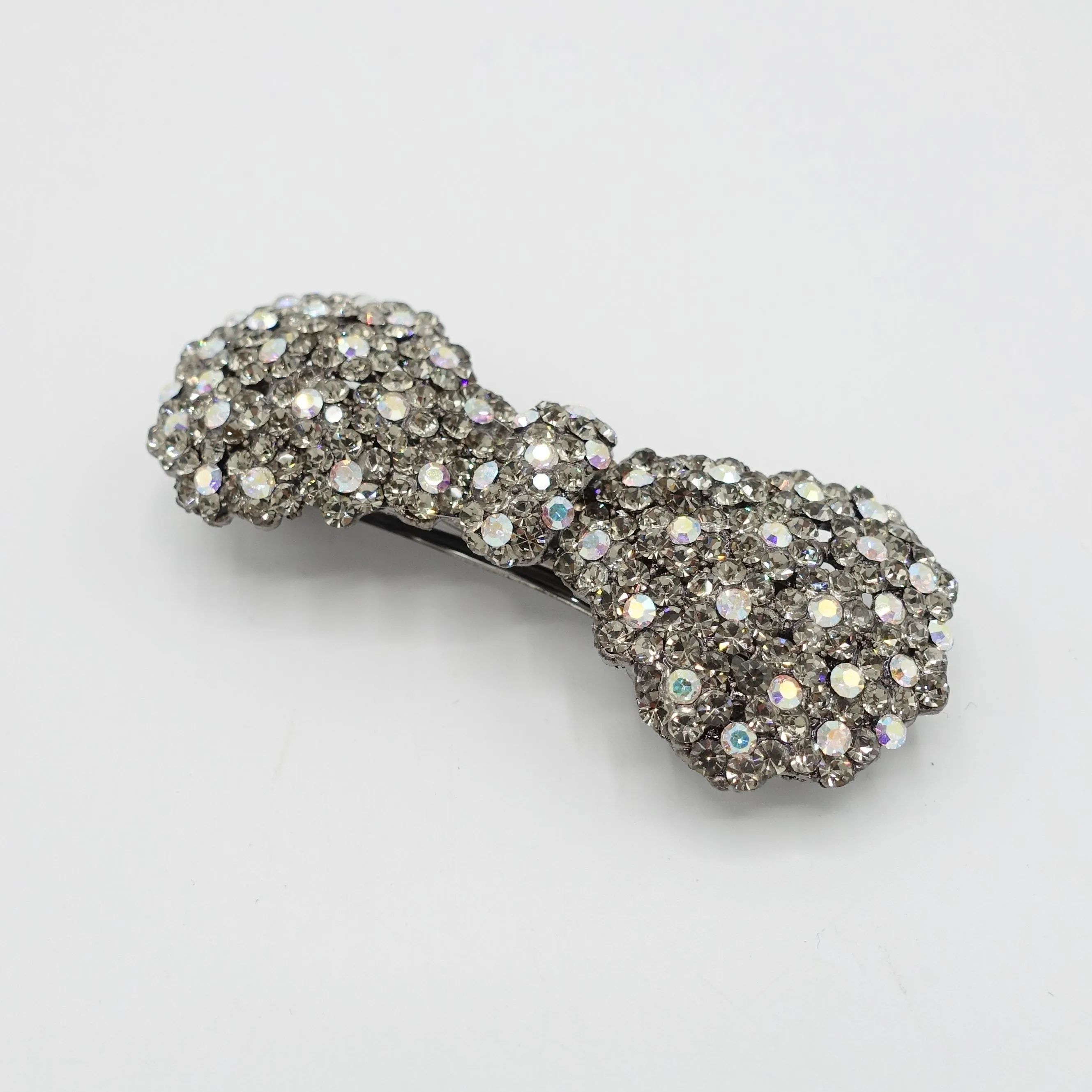 rhinestone embellished small hair bow barrette