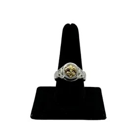 RING 18K Gold & Sterling Silver with Fleur de Lis