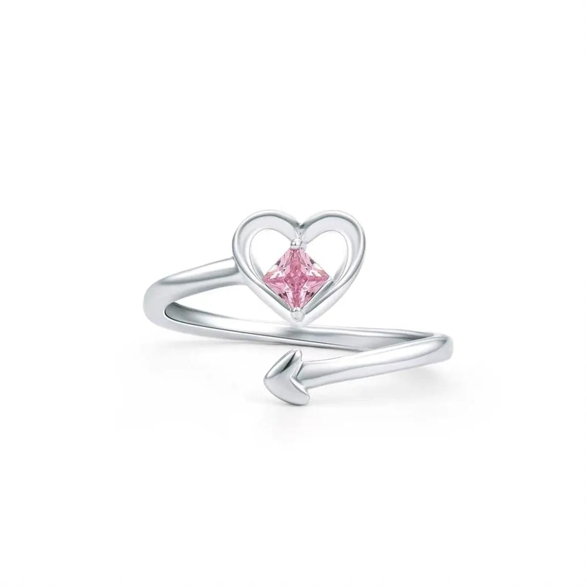 Romantic Pink Crystal Devil Heart Ring