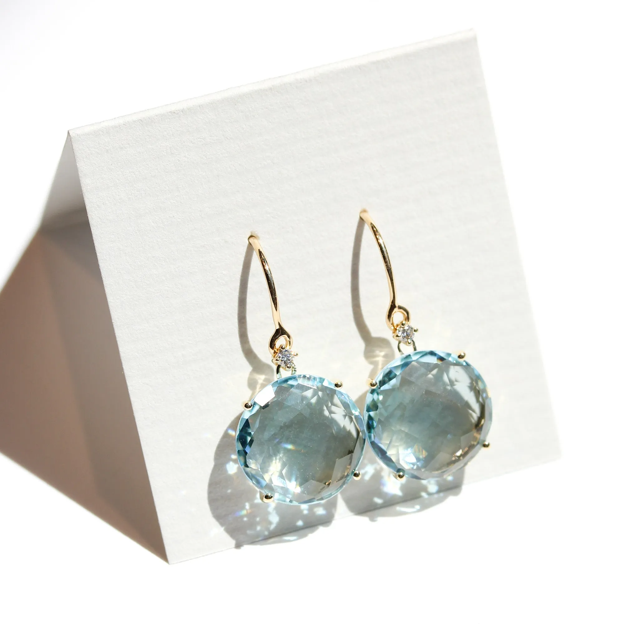 Round Blue Topaz Drop Earrings