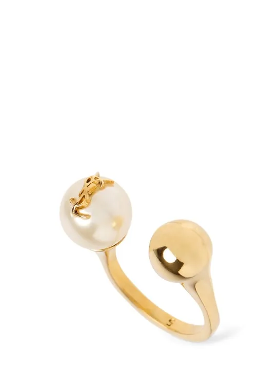 Saint Laurent   Bague Boule YSL ring w/ imitation pearl 