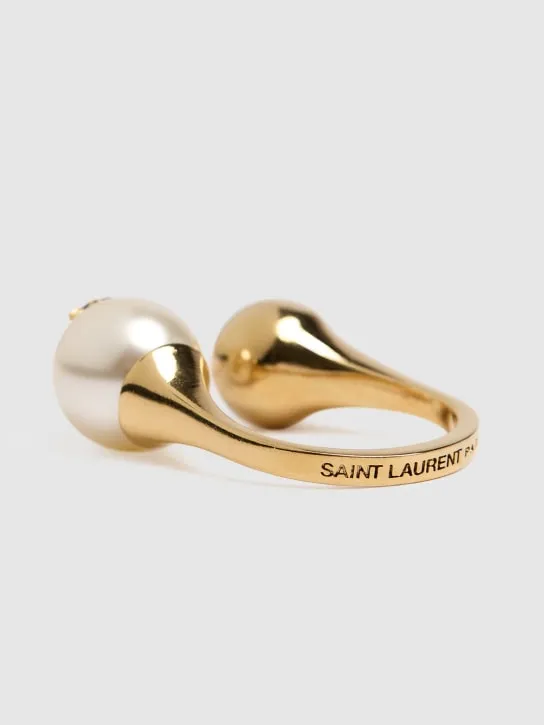 Saint Laurent   Bague Boule YSL ring w/ imitation pearl 