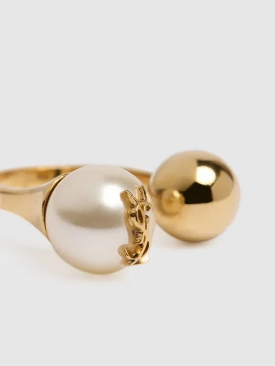 Saint Laurent   Bague Boule YSL ring w/ imitation pearl 