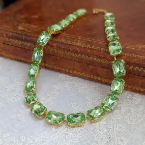 SALE! Light Green Aurora Crystal Necklace - Large Octagon