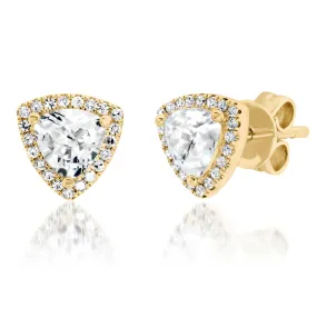 Samira 13 - Topaz Triangle Diamond Stud Earrings in 18K Yellow Gold