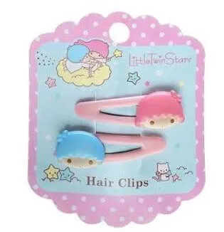 Sanrio Mascot Hair Clips 2-Pcs Set (Little Twin Stars, Hello Kitty, My Melody)