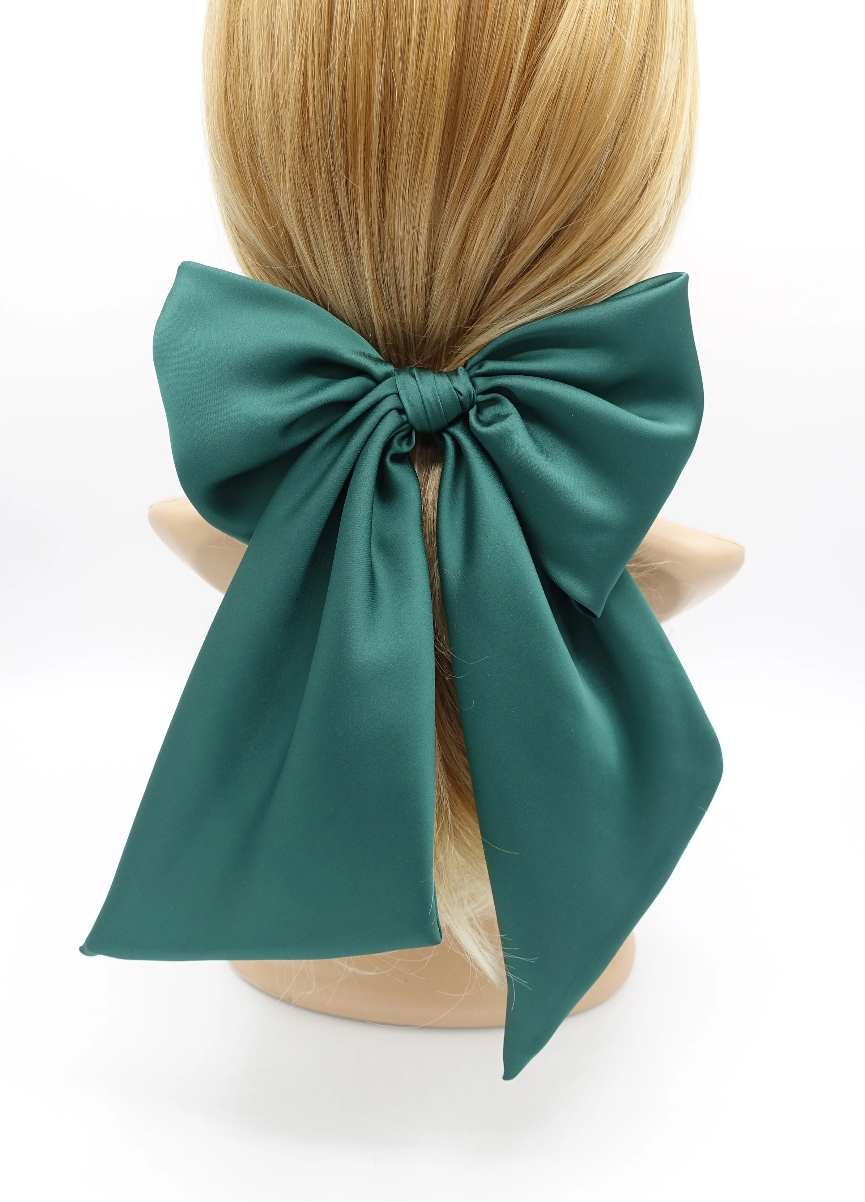 satin giant hair bow french barrette wide tail oversized women hair accessory