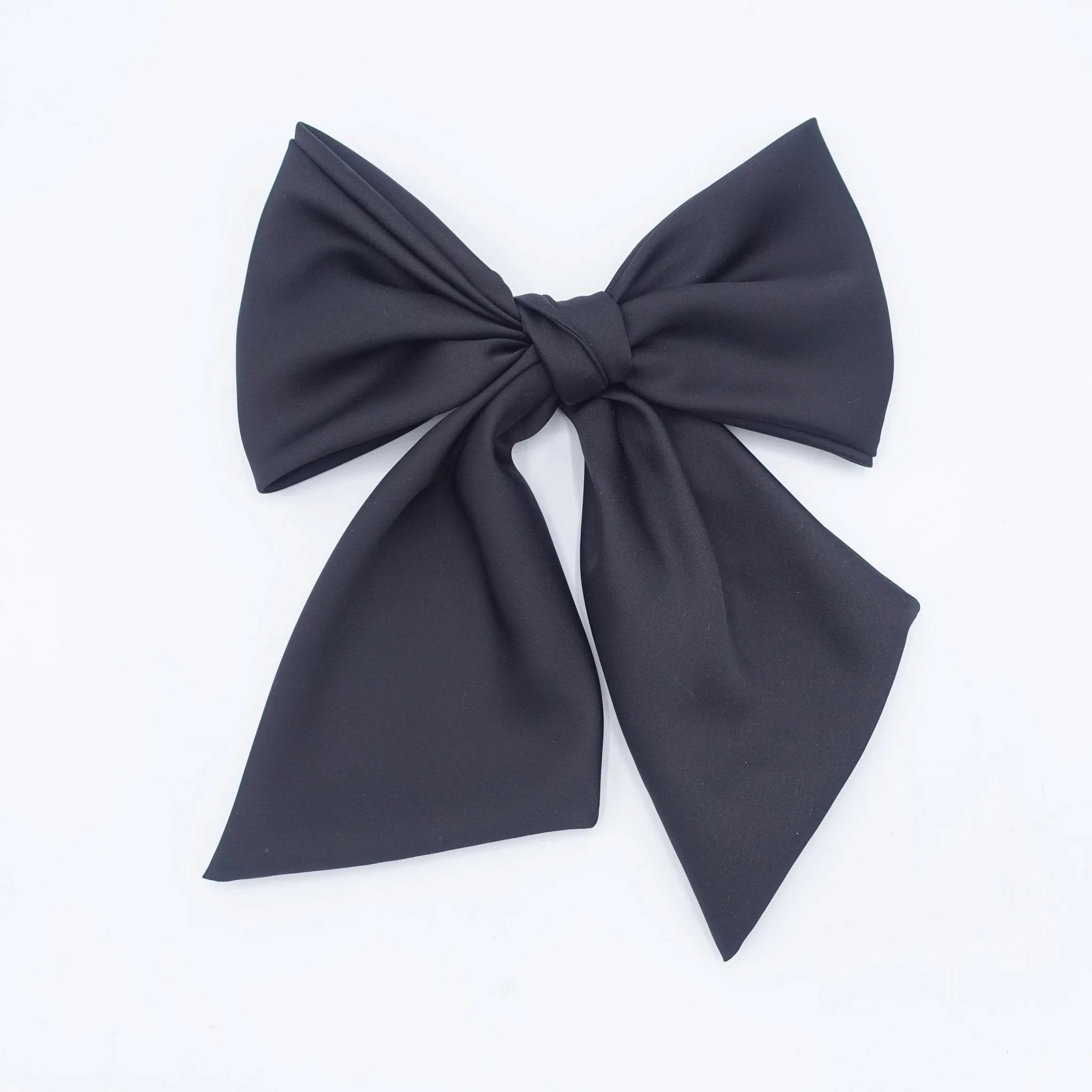 satin giant hair bow french barrette wide tail oversized women hair accessory