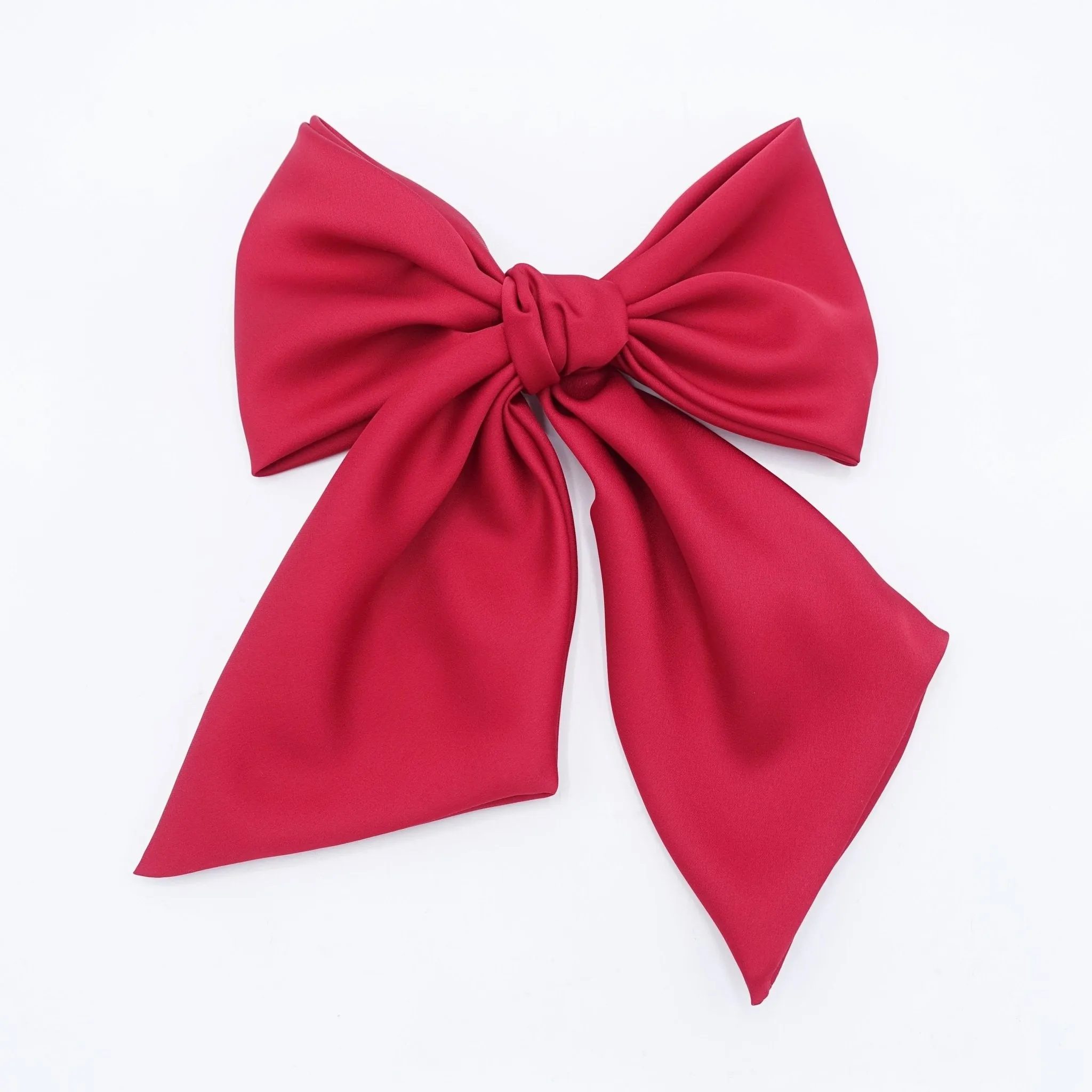 satin giant hair bow french barrette wide tail oversized women hair accessory