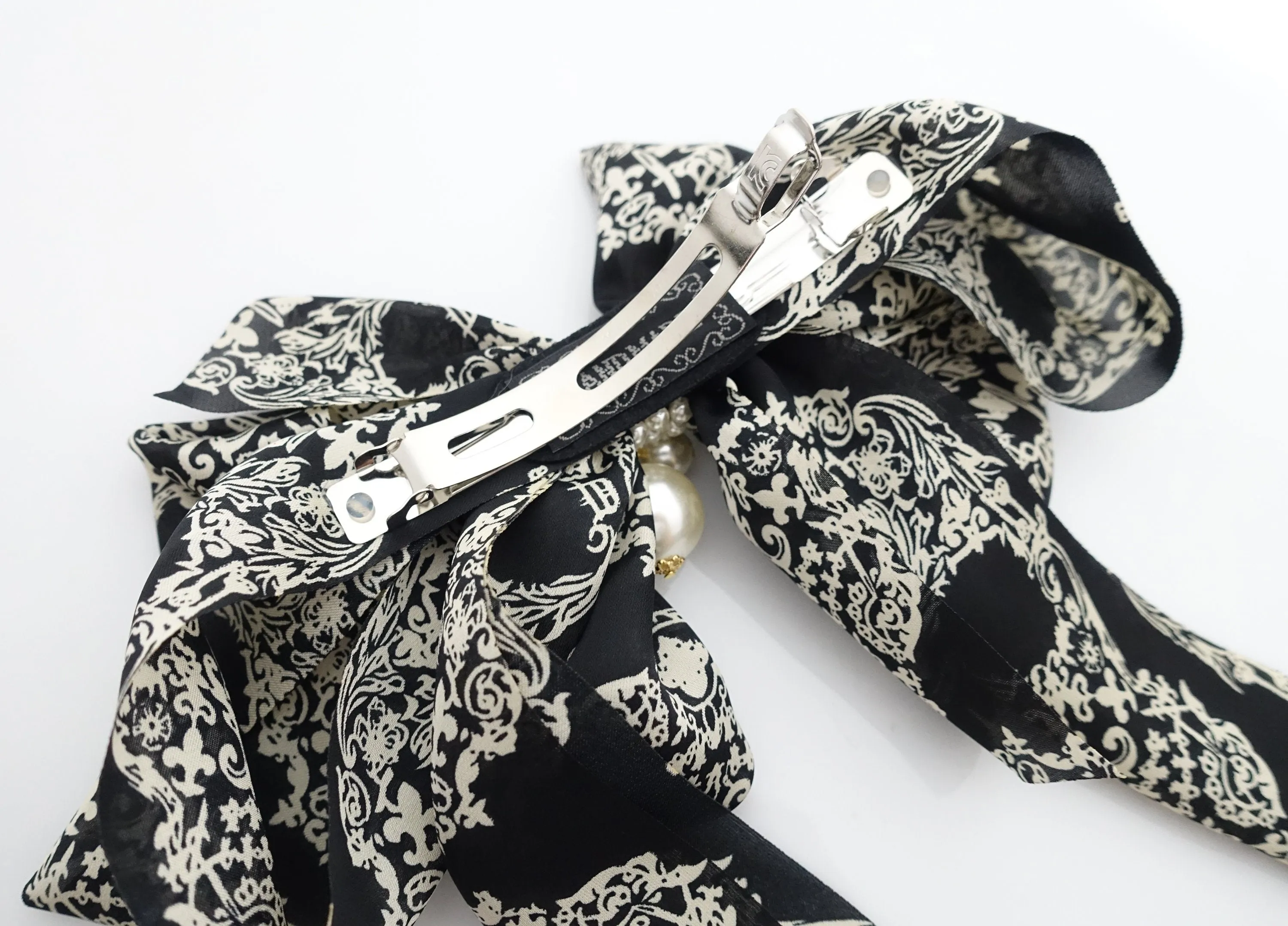 Scarf pattern print chiffon bow french hair barrette women hair accessory leopard python skull hair bow