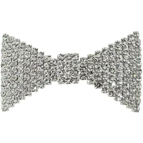 Shimmer & Shine Rhinestone Bow Hair Barrette (Sterling Silvertone)