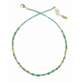 Shimmer Me Beads and Matte Gold - Turquoise necklace by Hot Tomato