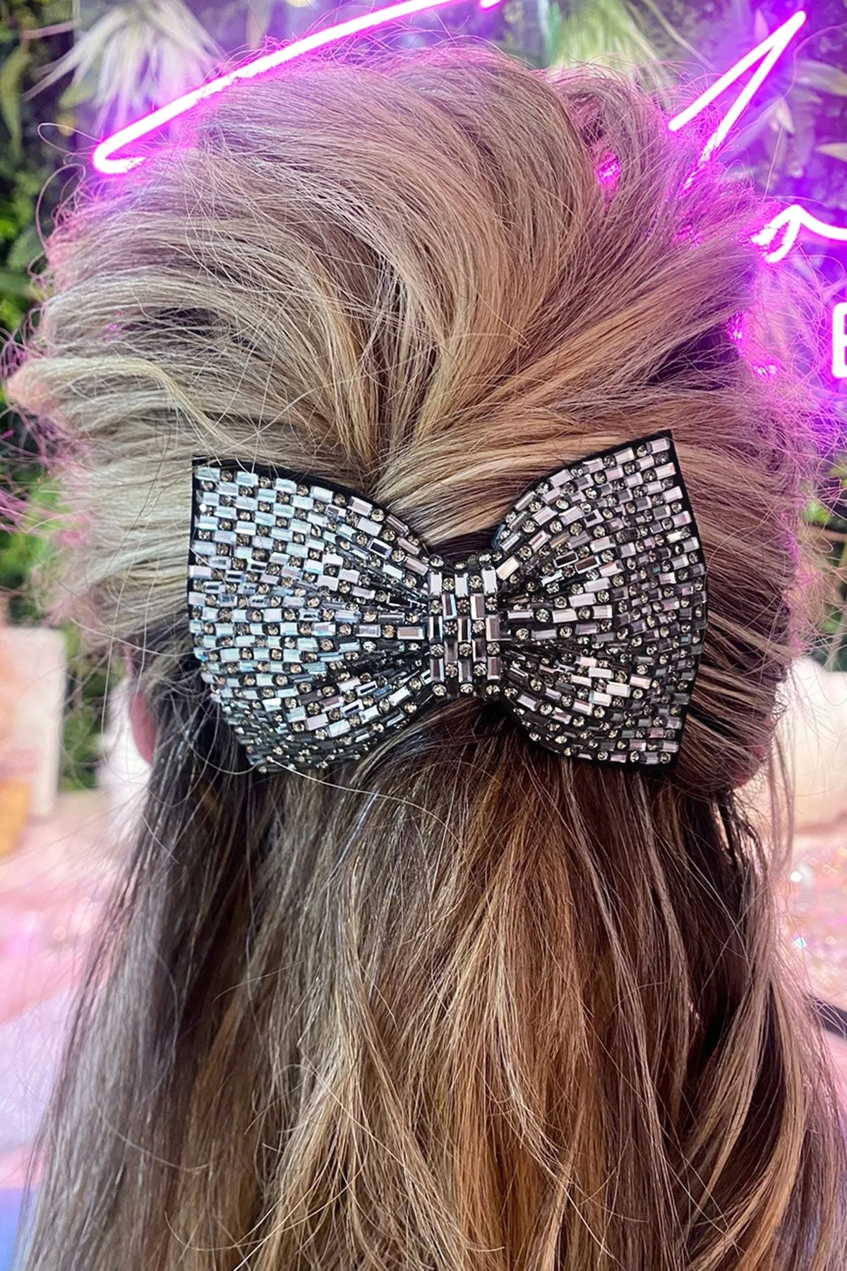 Shiny Rhinestone Ribbon Barrette