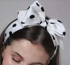 silk satin bow knot headband layered  hair bow dot print hairband woman hair accessory