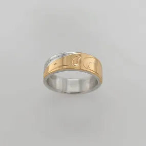 Silver 1/4" Band with Gold Raven