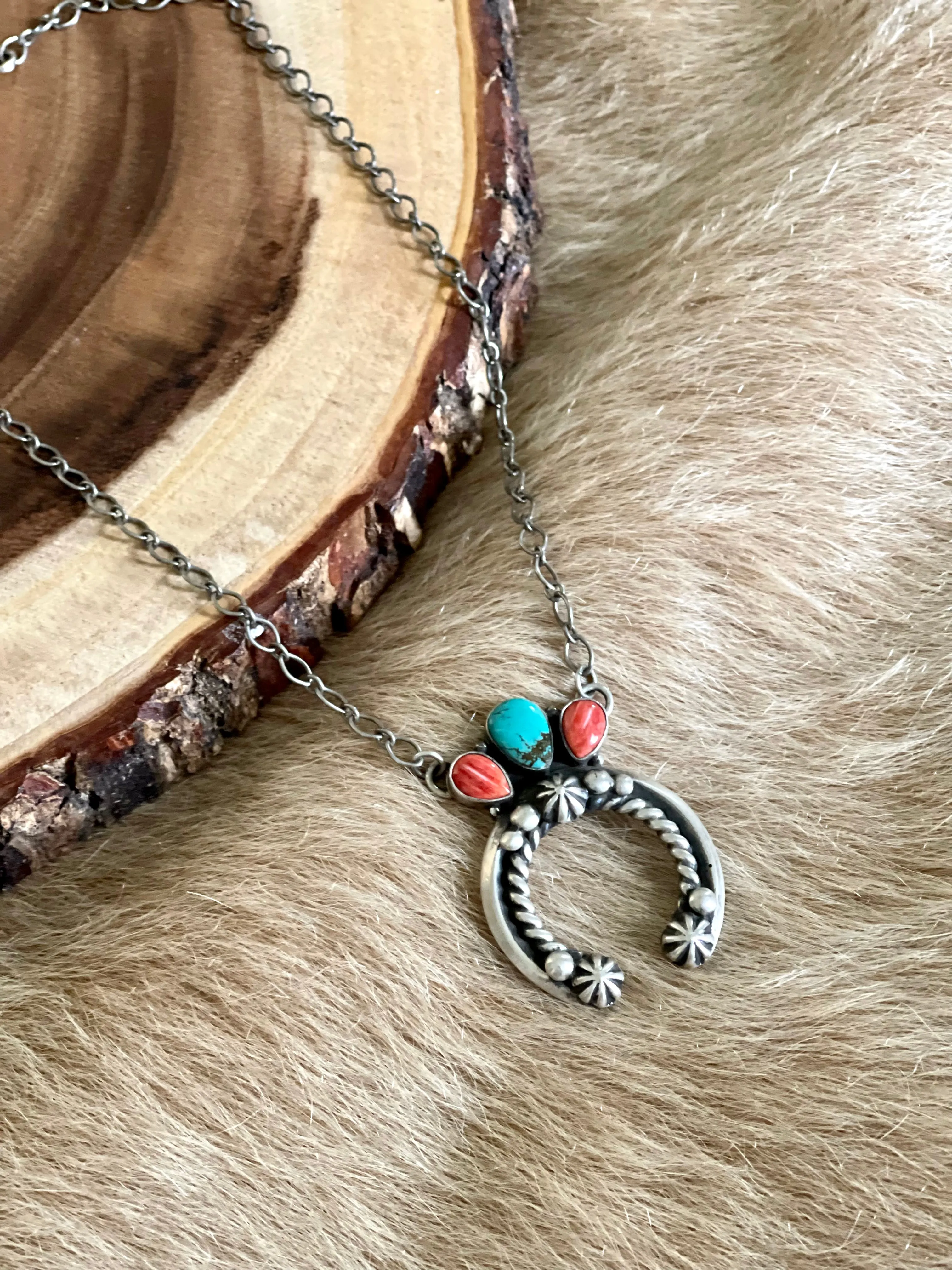 Silver Naja Necklace with Turquoise Inlay