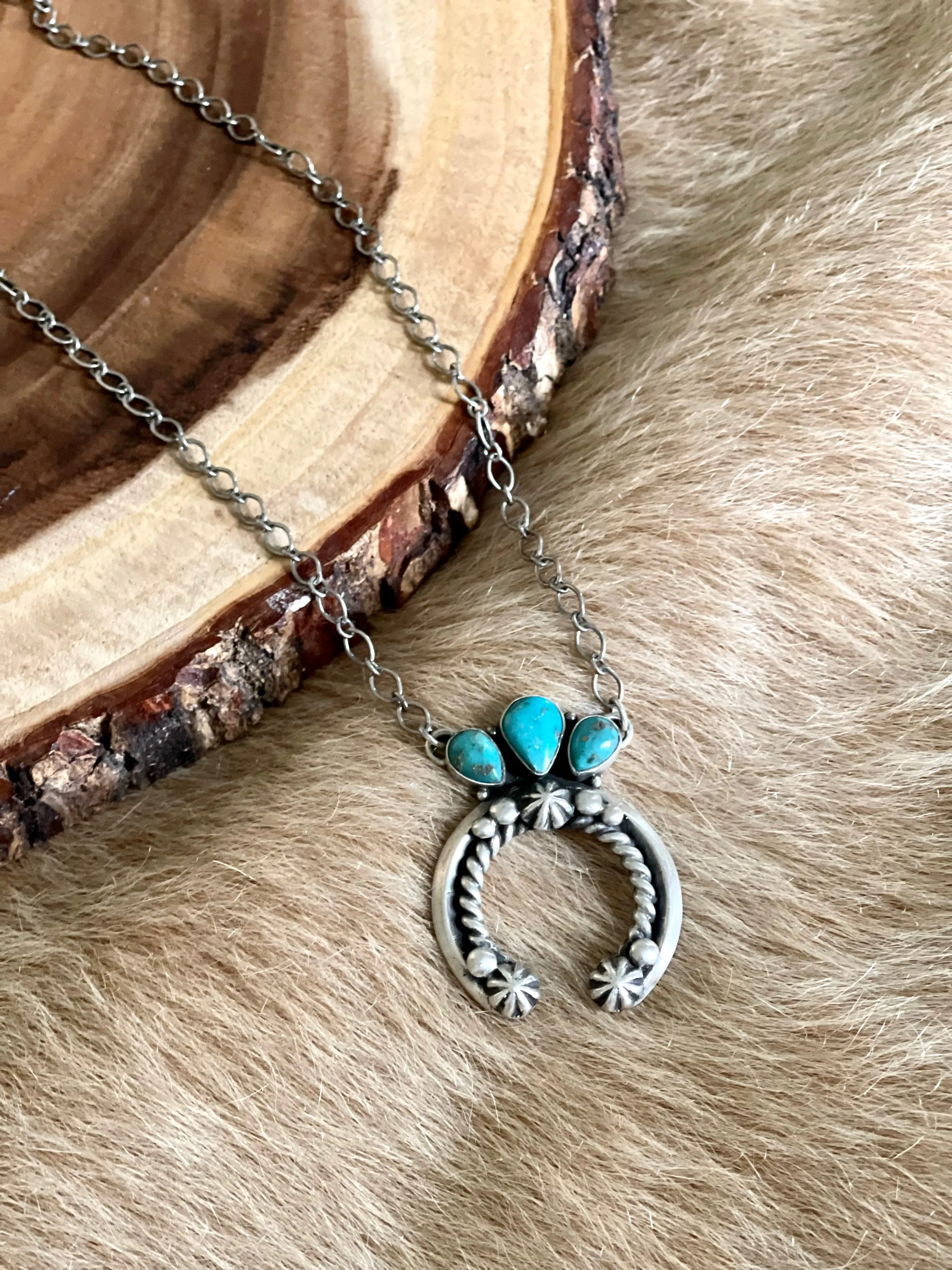 Silver Naja Necklace with Turquoise Inlay