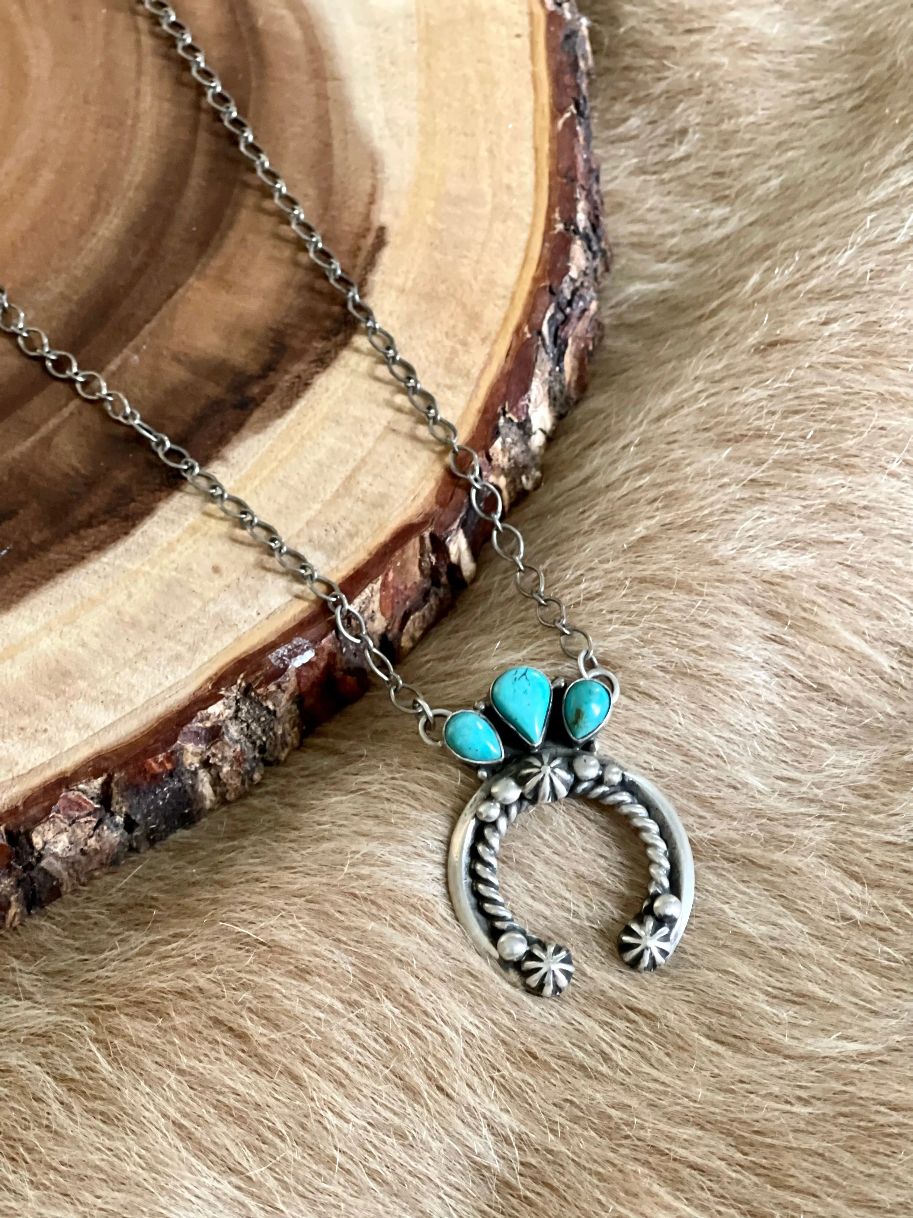 Silver Naja Necklace with Turquoise Inlay