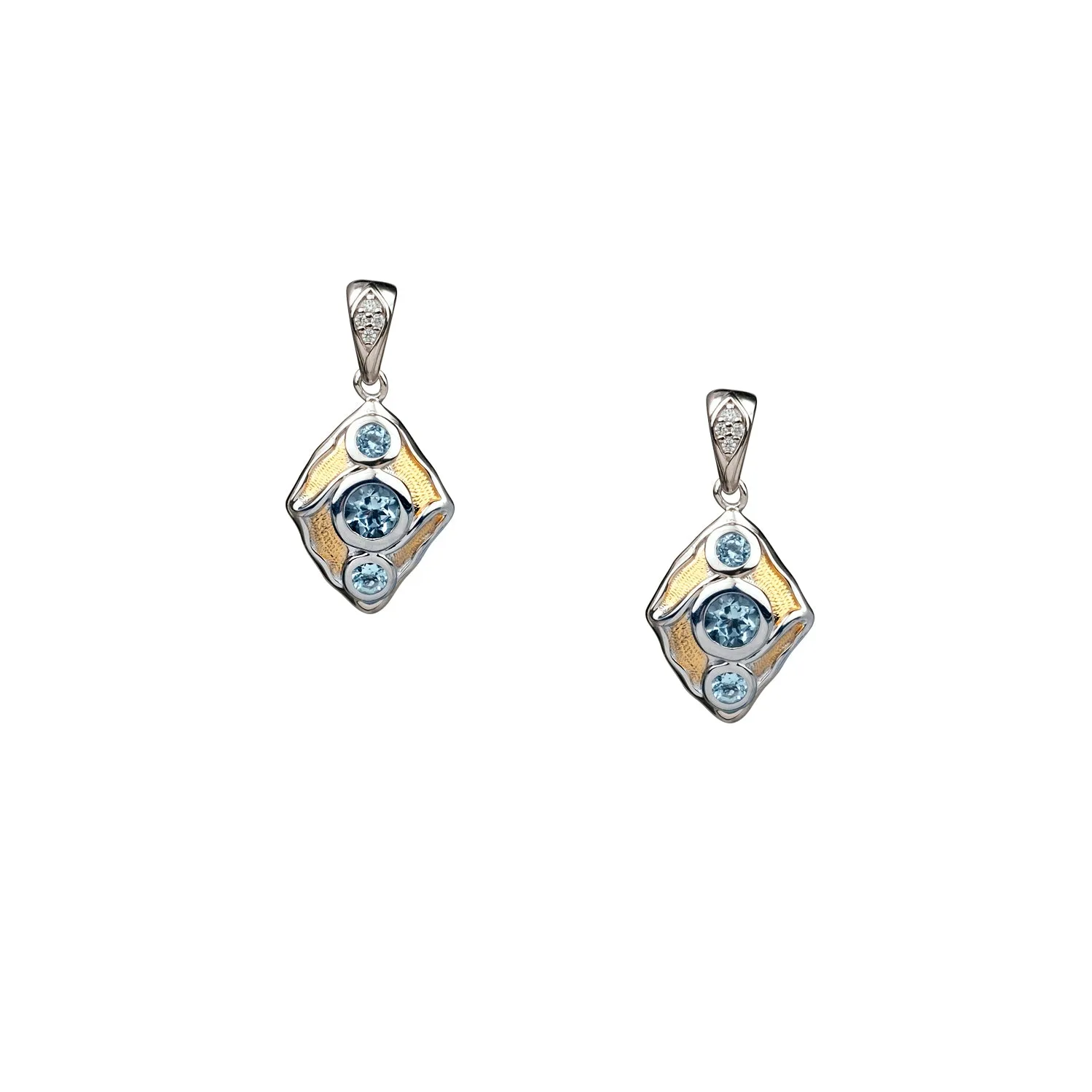 Silver with 23k Gold Gilding Rocks 'n Rivers Post Earrings - Blue Topaz