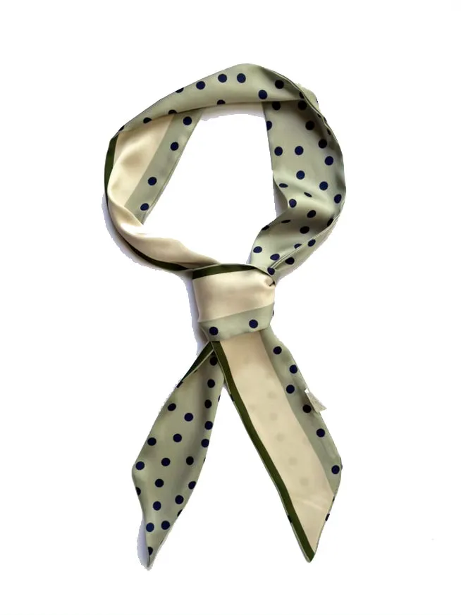 Skinny Scarf - Dot Scarf - Neck Scarf - Bone Olive Stripe