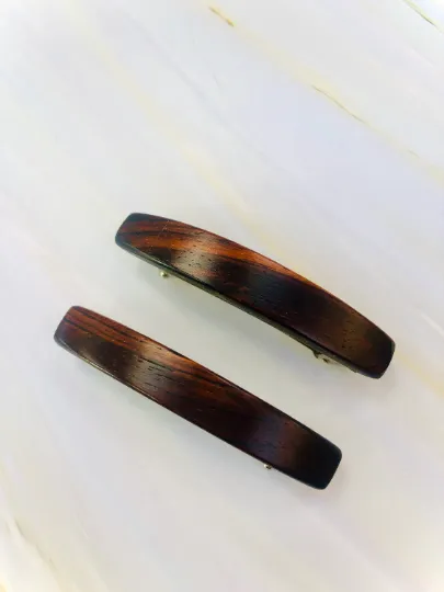 Small Cocobolo Rosewood wooden barrettes, wood hair clips - smallest size for fine hair