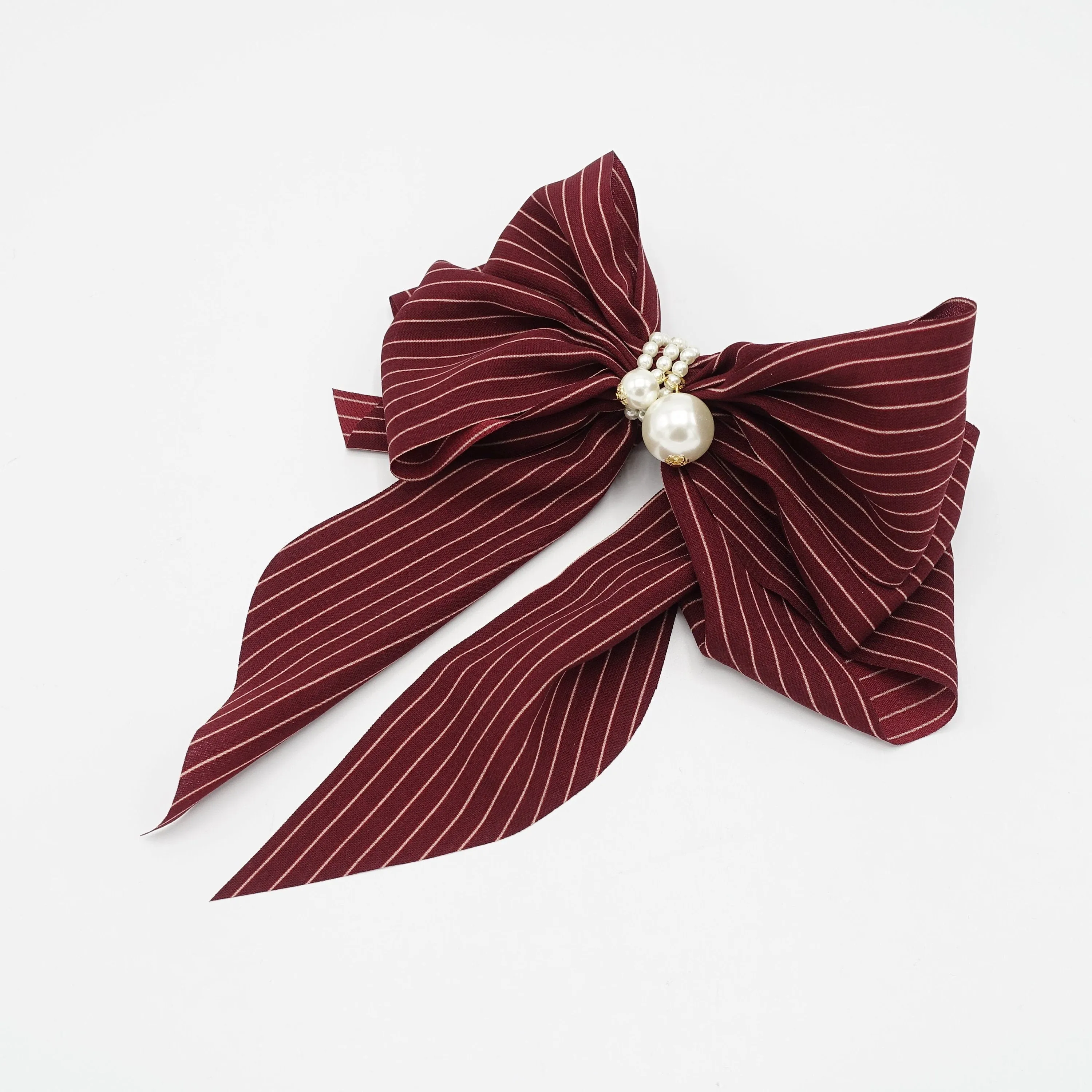 solid classic stripe hair bow long tail french barrette women hair accessory