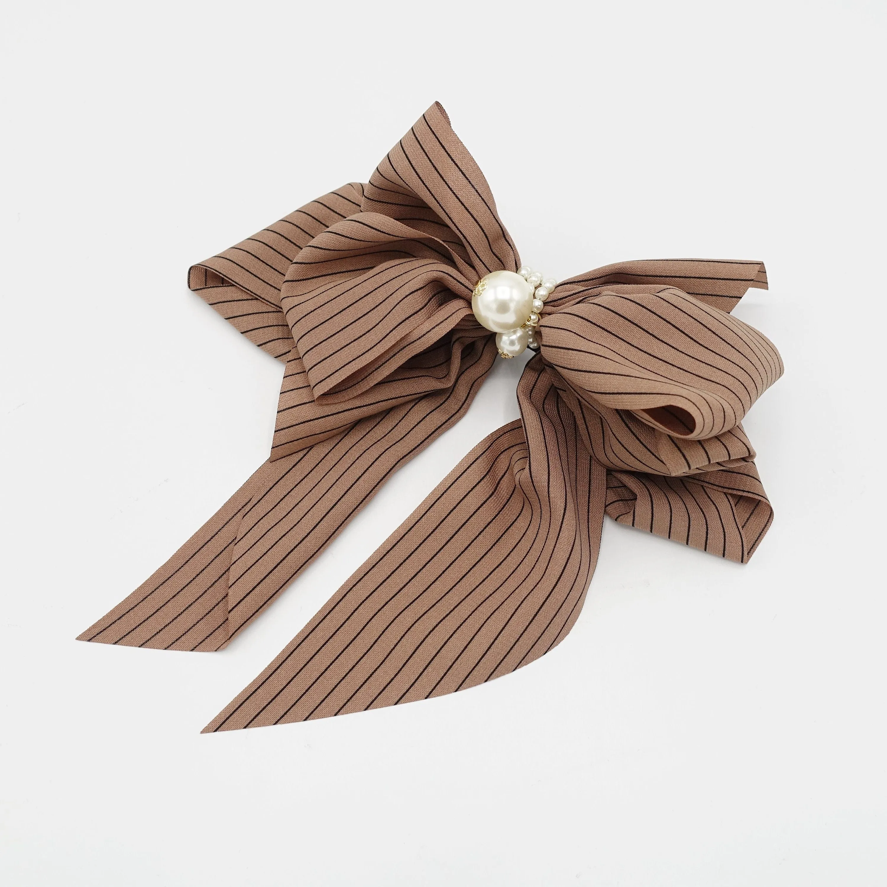 solid classic stripe hair bow long tail french barrette women hair accessory