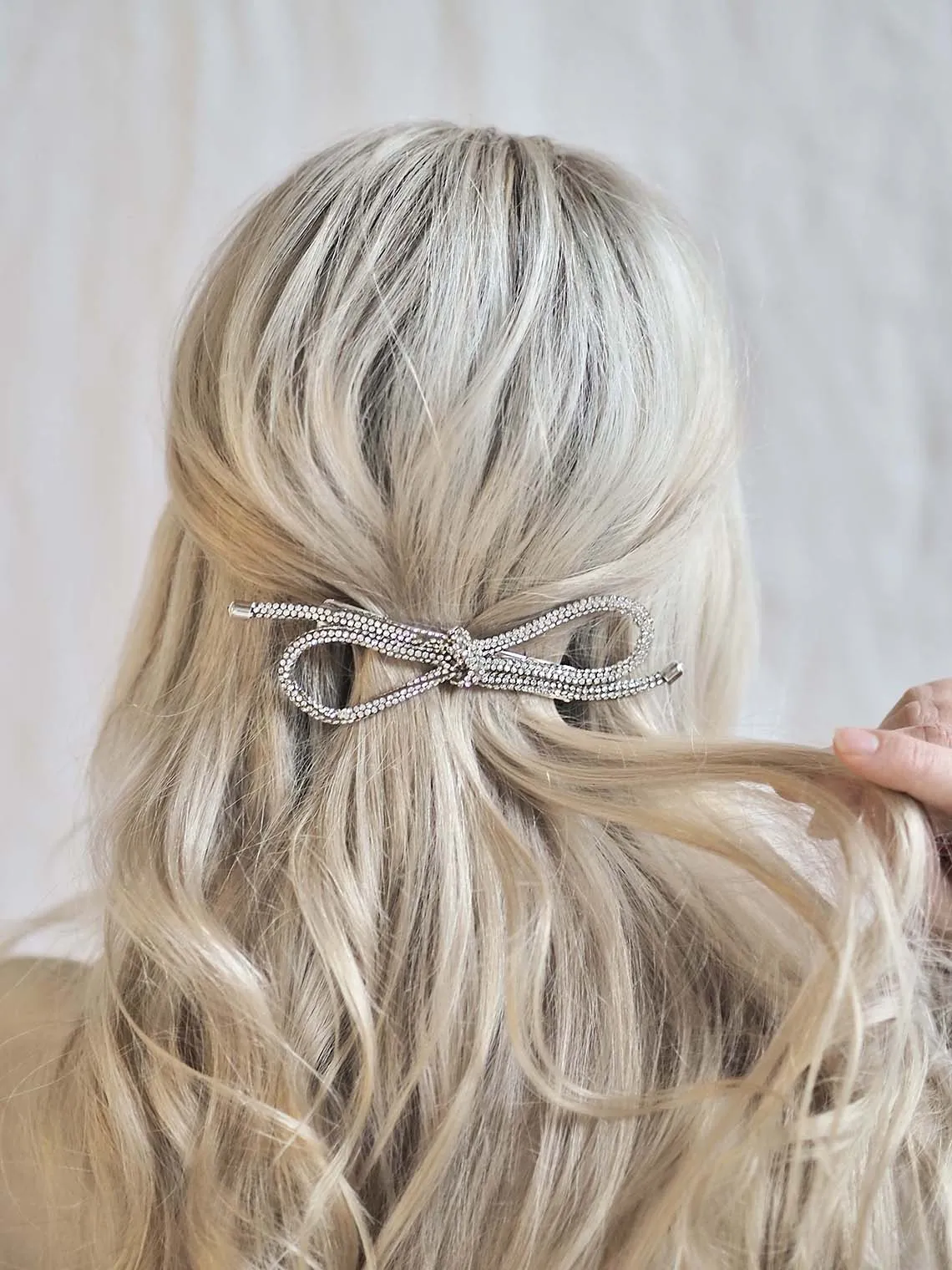 Sparkly Silver Bow Barrette