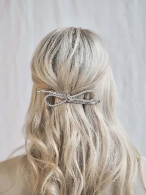 Sparkly Silver Bow Barrette