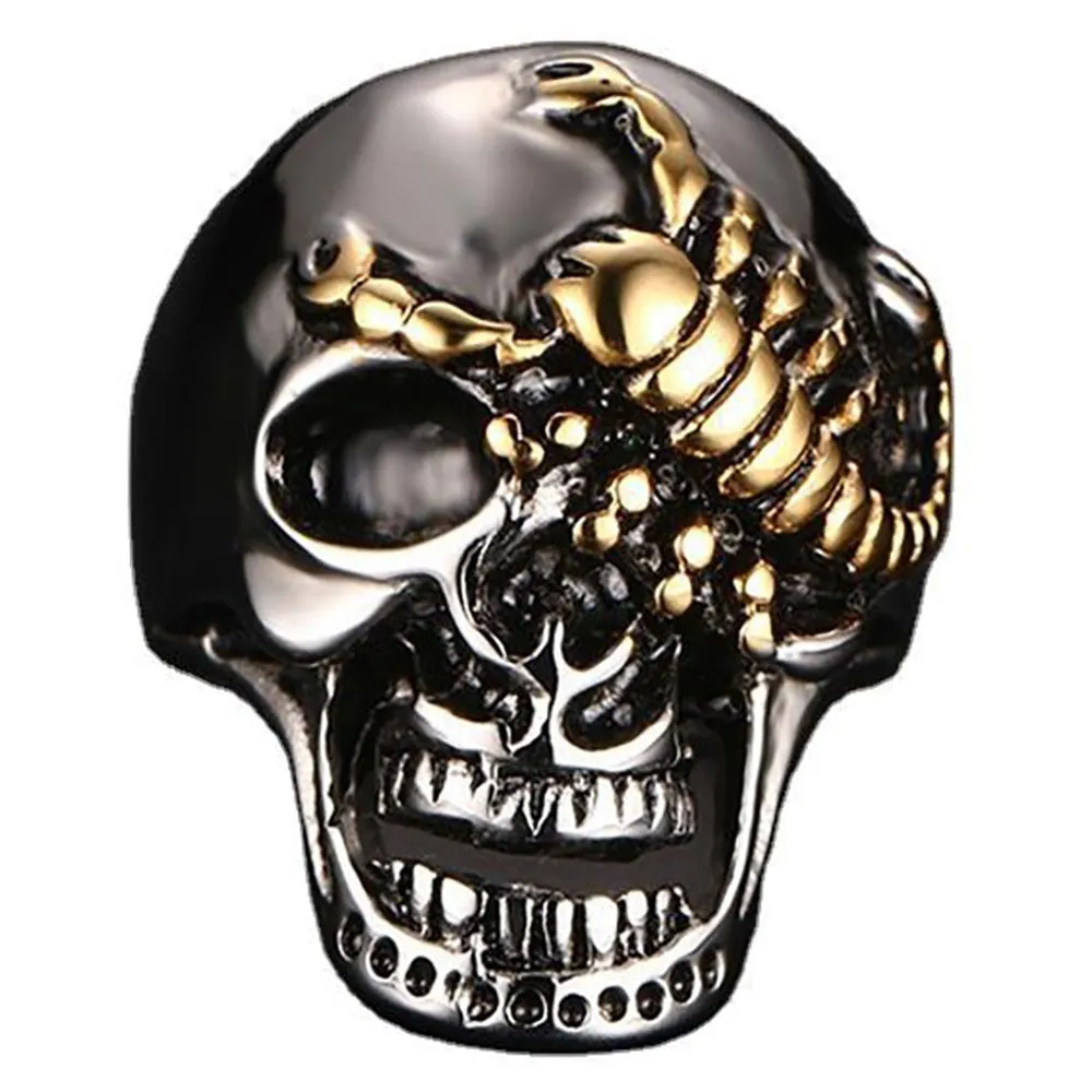 Stainless Steel Scorpion Skull Gothic Biker Ring