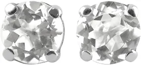 Starborn Danburite Faceted Round 6mm Post Earrings in Sterling Silver