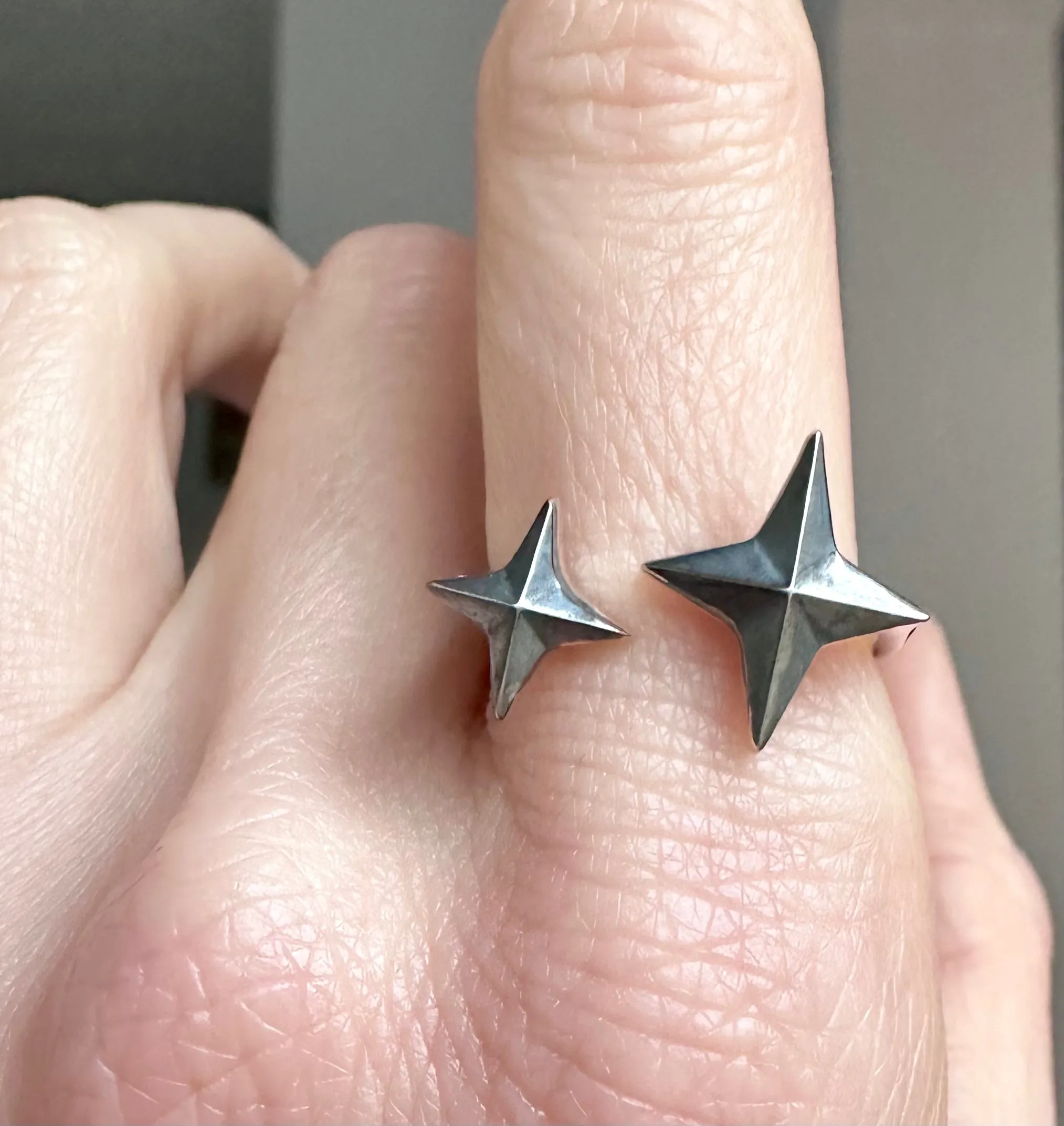 Sterling Double Star Ring