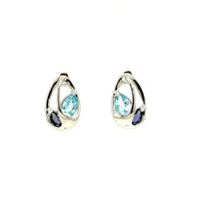 Sterling Silver Blue Topaz and Iolite Earrings