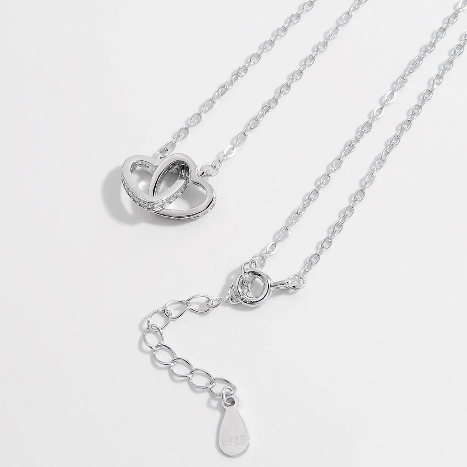 Sterling Silver Inlaid Zircon Heart Necklace