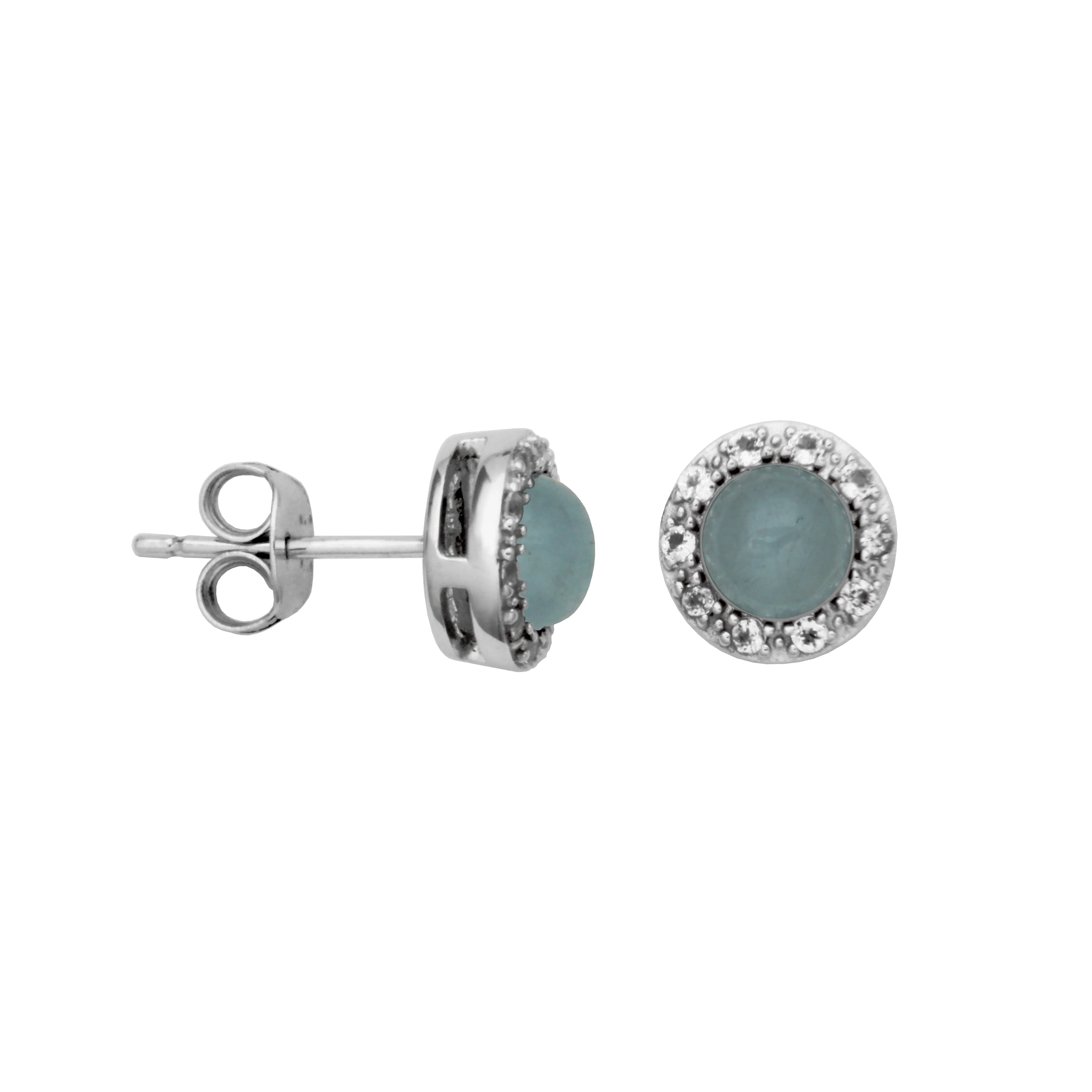 Sterling Silver Milky Aquamarine & White Topaz "Dazzle" Studs