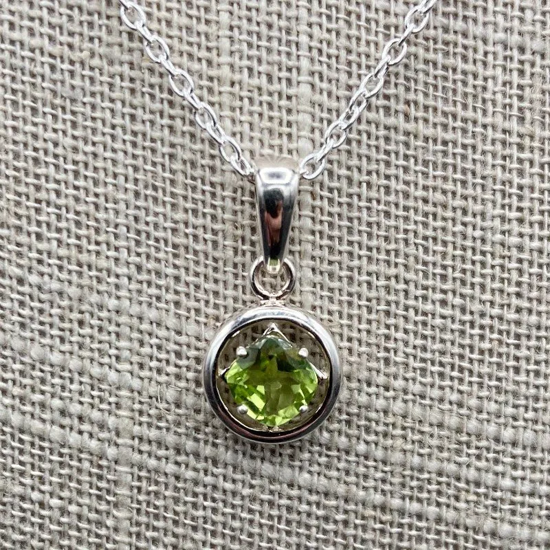 Sterling Silver Peridot Necklace August Birthstone