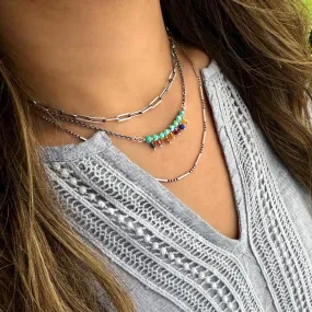 Sterling Silver Turquoise & Gemstone Necklace