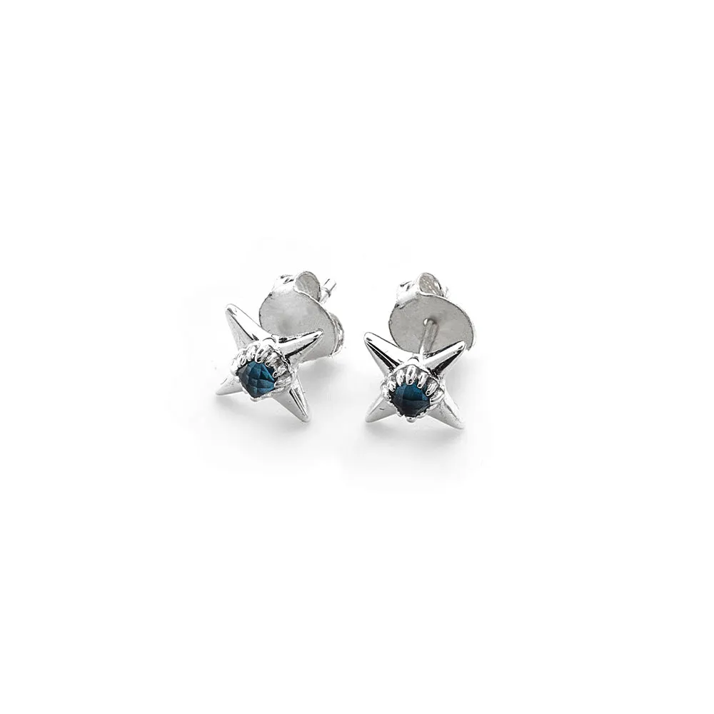 Stolen Girlfriends Club Ninja Star Stud Earrings - Sterling Silver & London Topaz