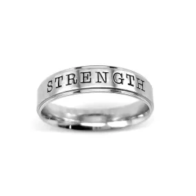 Strength Hand Stamped Stainless Steel Band Ring