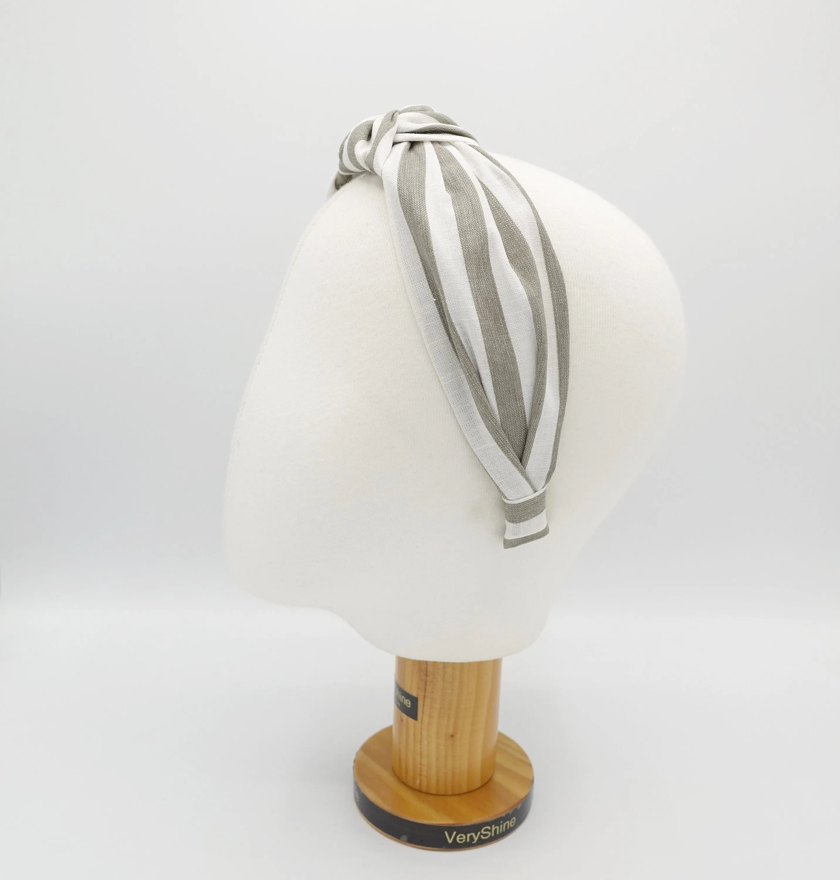 stripe headband linen blend knot hairband for women