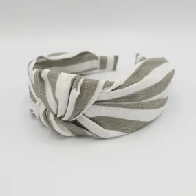 stripe headband linen blend knot hairband for women