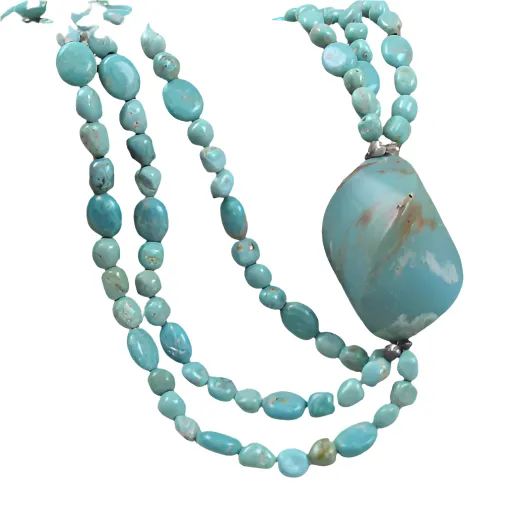 Stunning Turquoise Asymmetric Multi-strand Designer Necklace