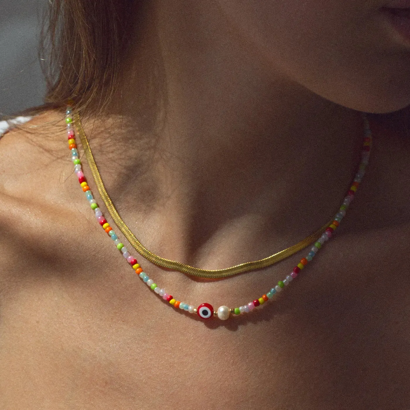 Suzy - Evil Eye Colourful Bead Necklace