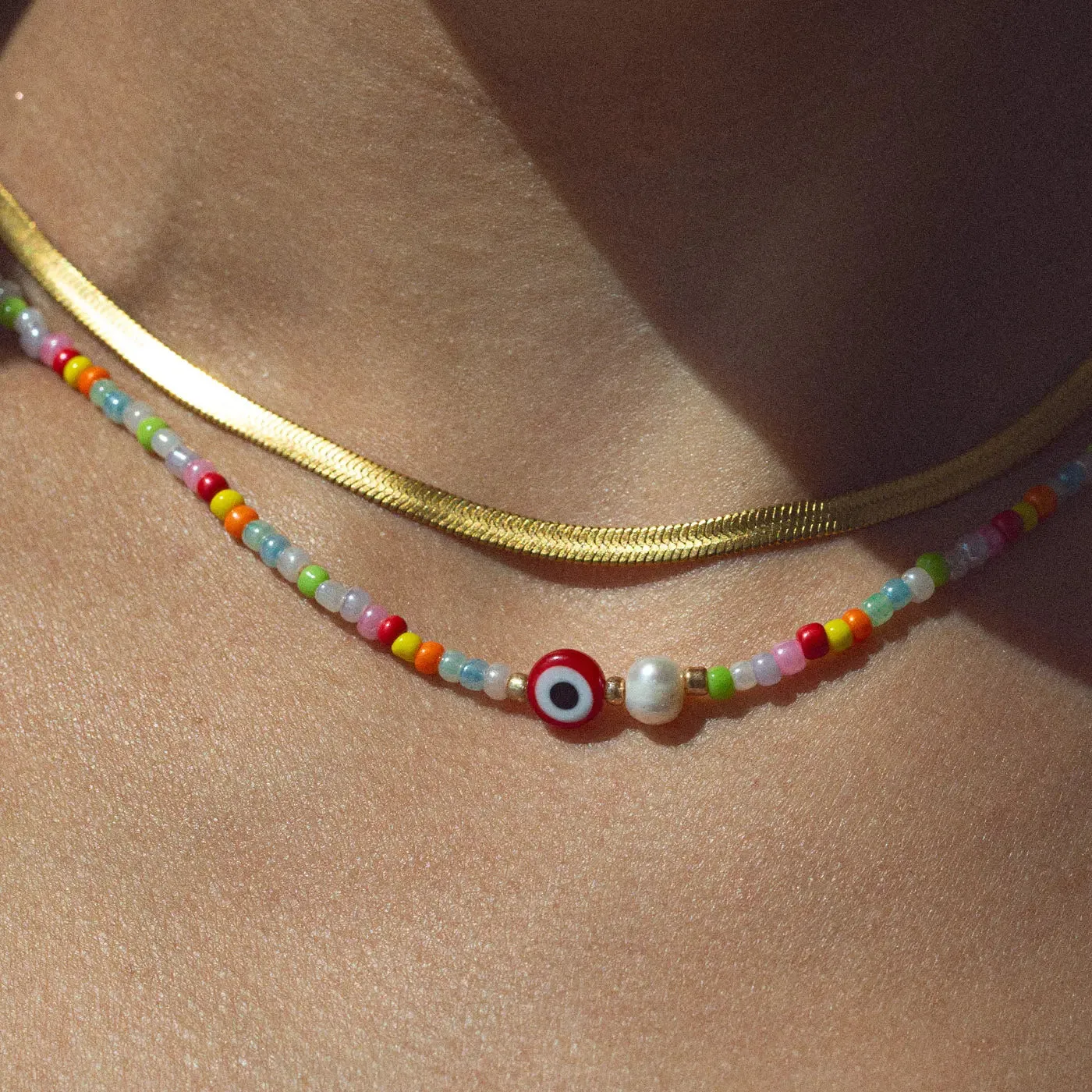 Suzy - Evil Eye Colourful Bead Necklace