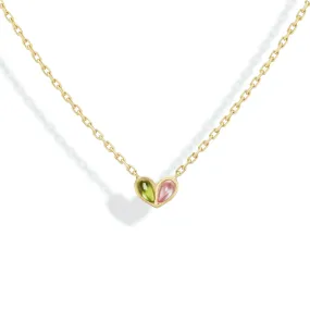 Sweetheart Necklace Peridot & Pink Sapphire