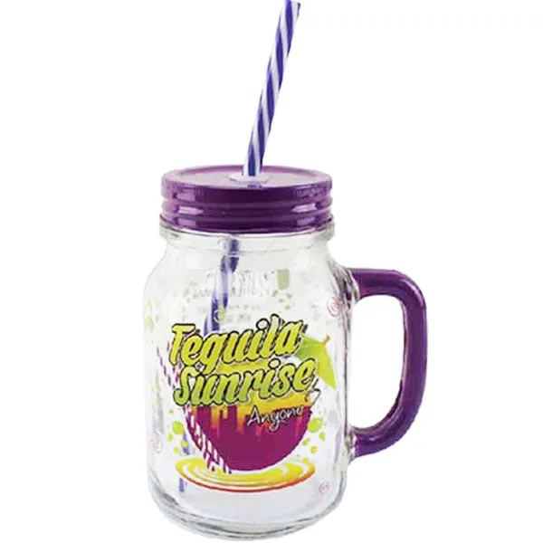 Tequila Sunrise Jam Jar Drinking Glass