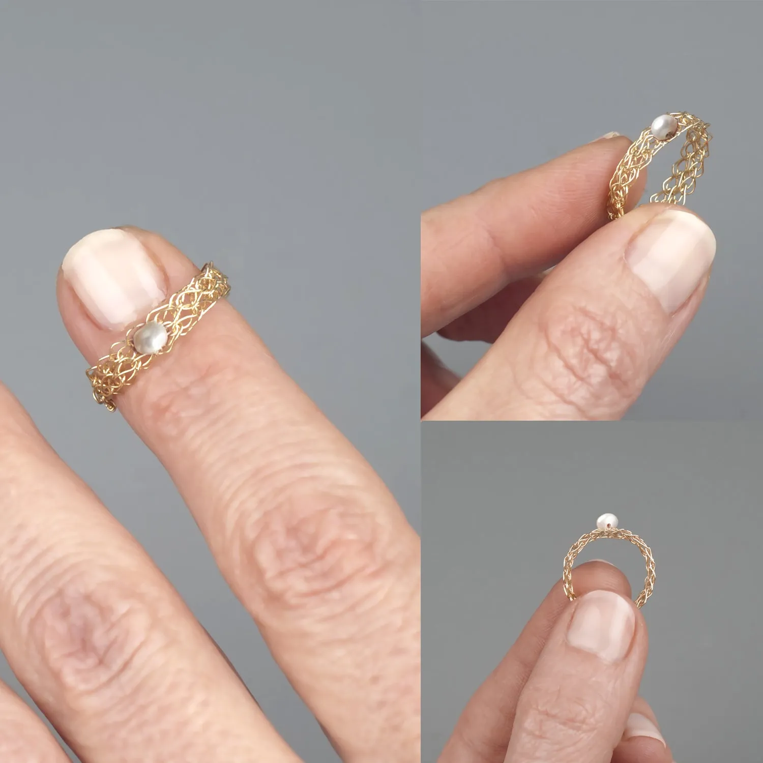 Thin gold ring with a pearl