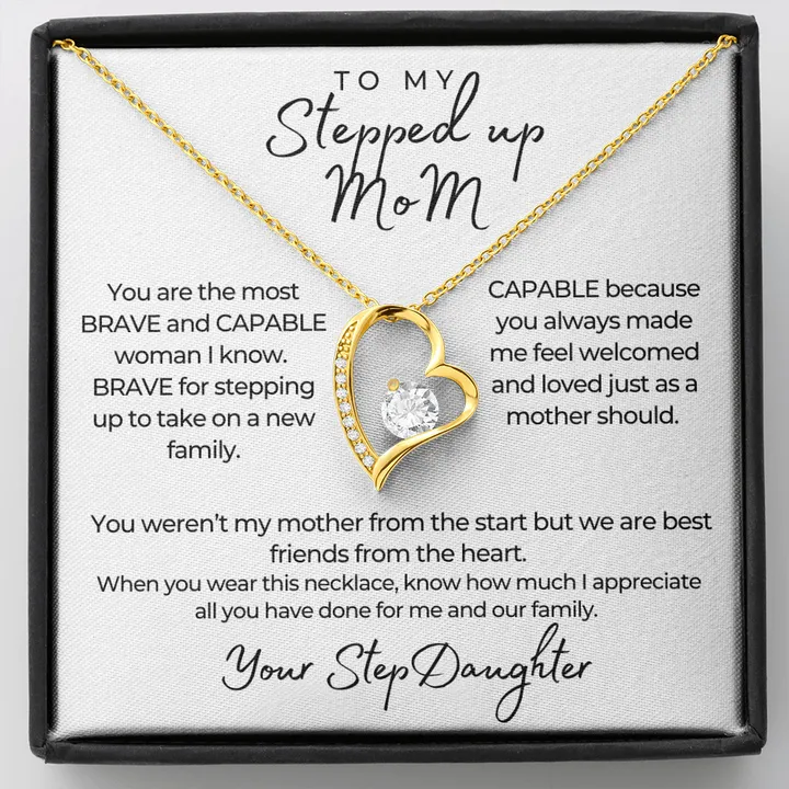 To My Stepped up Mom Forever Love Necklace, Gorgeous Necklace for StepMom from StepDaughter, Birthday Gift, Mother's Day Gift