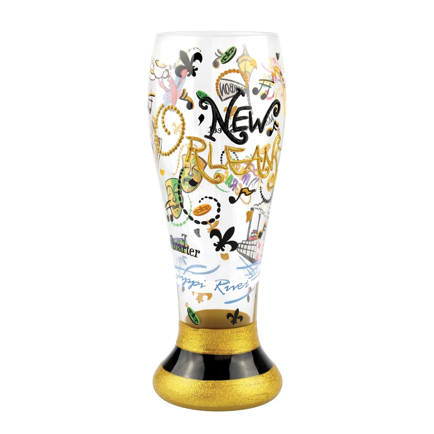 Top Shelf Decorative "New Orleans, Bourbon Street" Tall Painted Pilsner Beer Glass (WS)